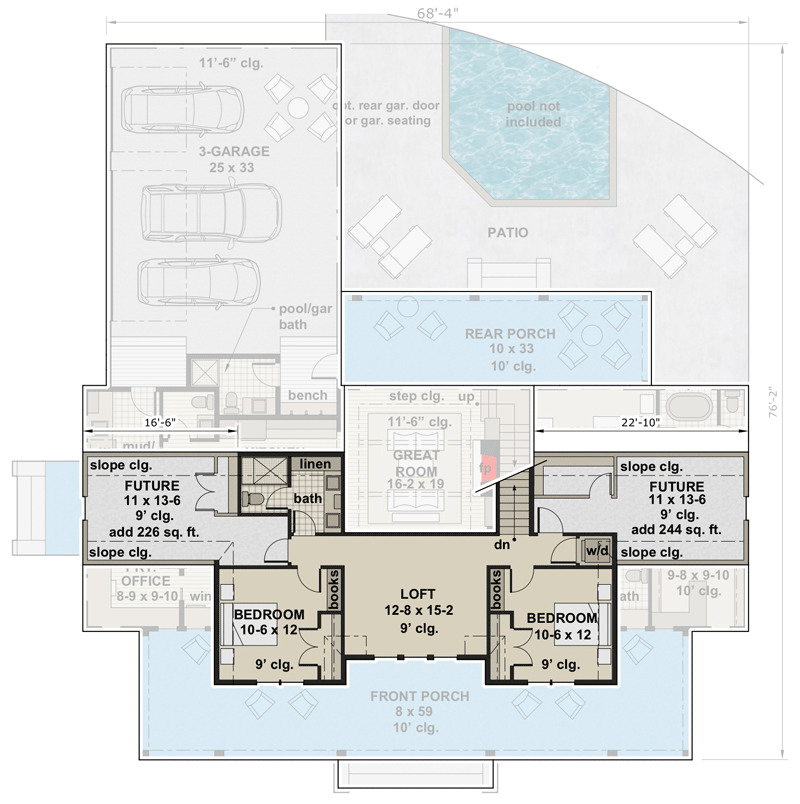 Modern Farmhouse Plan with French Door Greeting - 14679RK floor plan - 2nd Floor