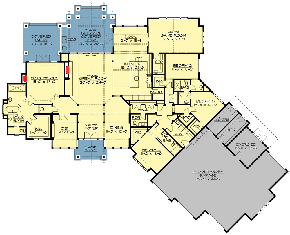 Amazing One-Level Craftsman House Plan - 23568JD floor plan - Main Level