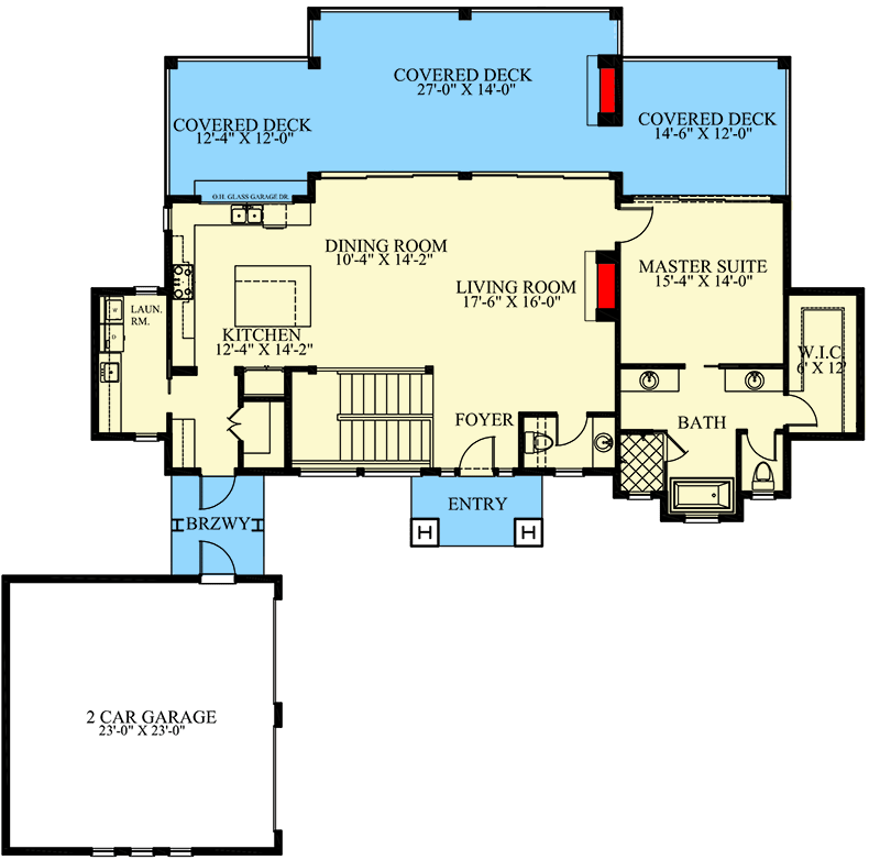Modern Prairie Home Plan with Impressive Outdoor Living Space - 24126BG floor plan - Main Level