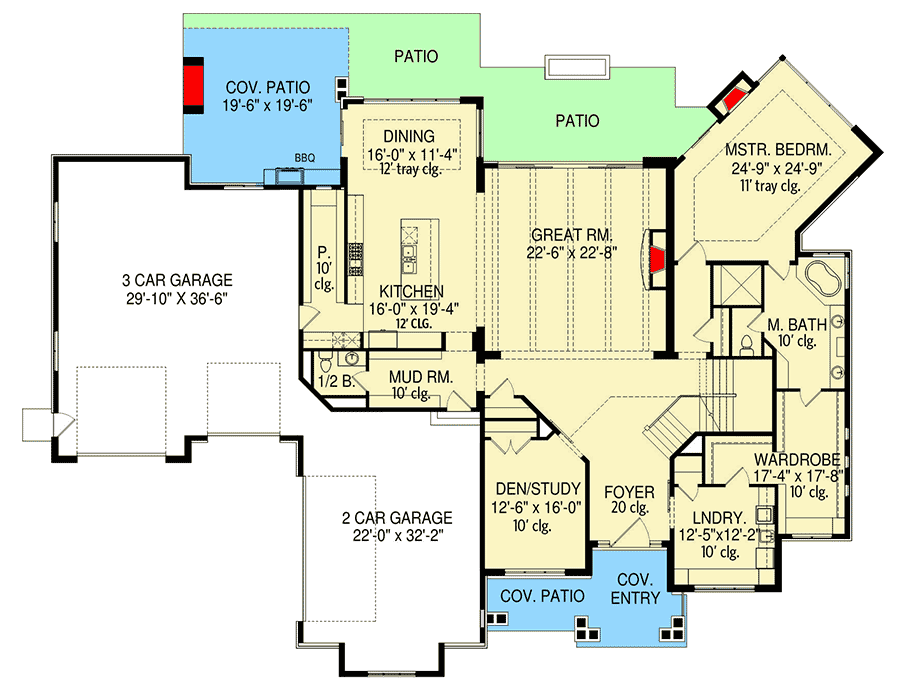 Spacious 4-Bedroom Modern Home Plan with Lower Level Expansion - 290101IY floor plan - Main Level