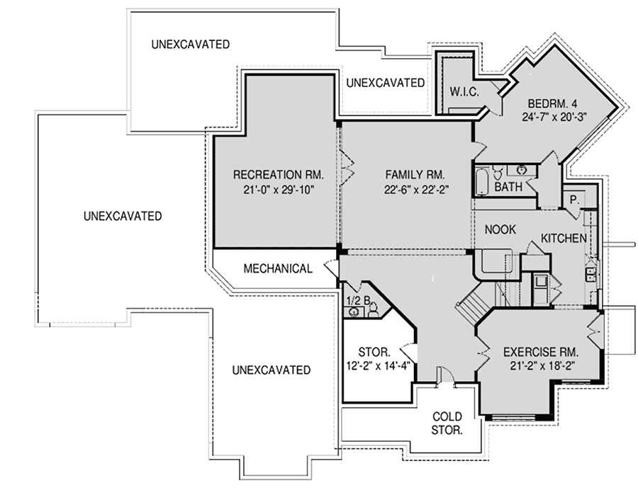Spacious 4-Bedroom Modern Home Plan with Lower Level Expansion - 290101IY floor plan - Lower Level