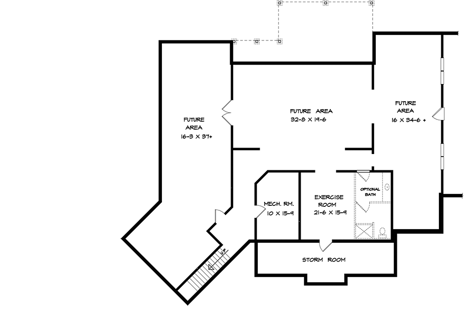 Charming 4-Bed Country Craftsman Home with Bonus Over Garage - 360012DK floor plan - Unfinished Basement 