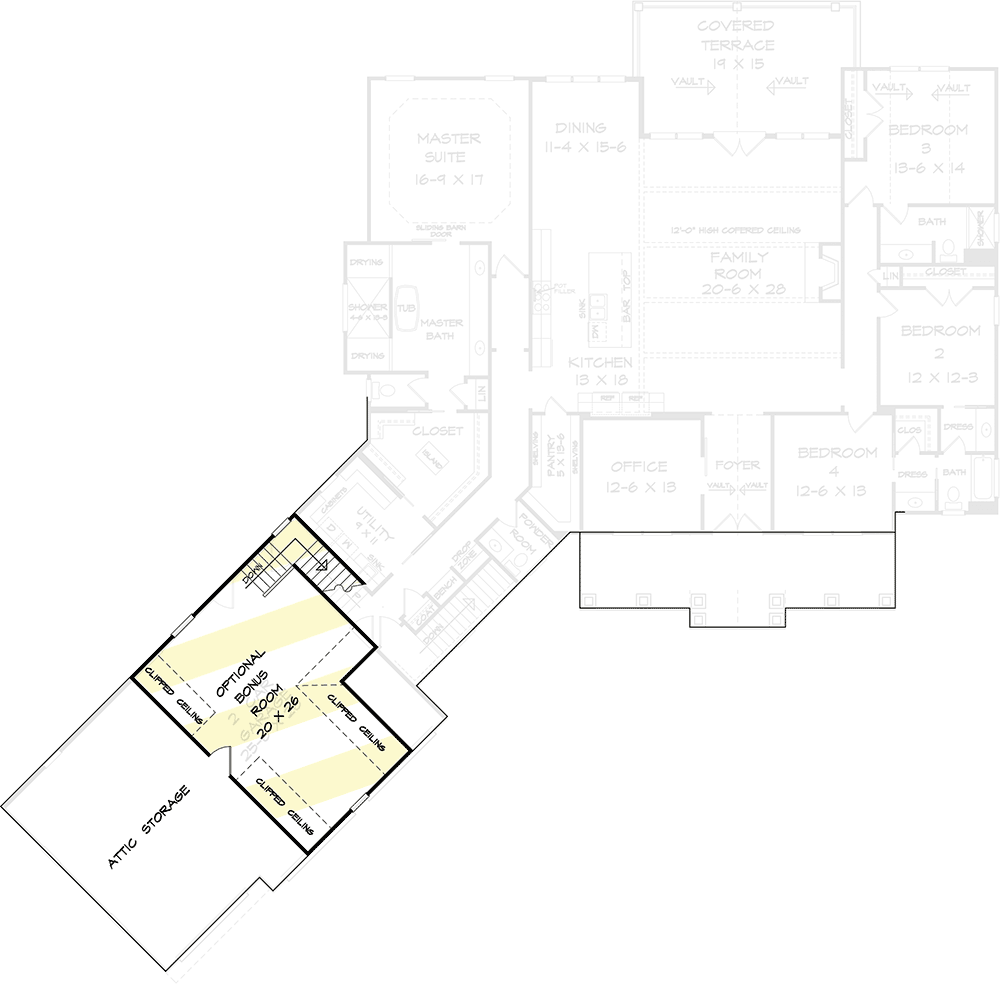 Craftsman House Plan with 3-Car Angled Garage - 360080DK floor plan - Bonus