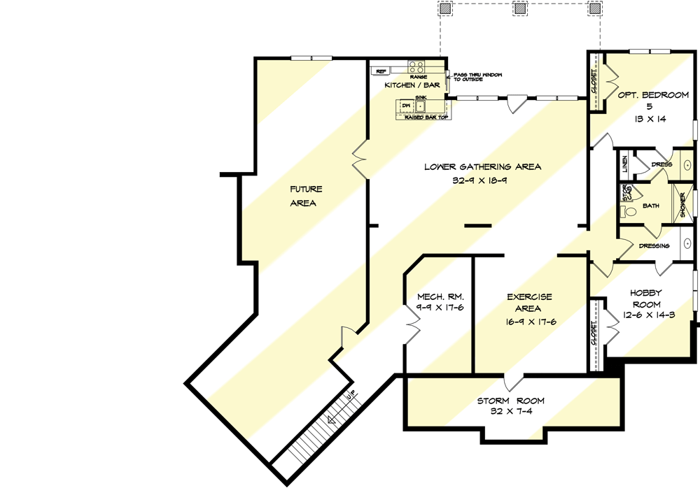 Craftsman House Plan with 3-Car Angled Garage - 360080DK floor plan - Optionally Finished Lower Level