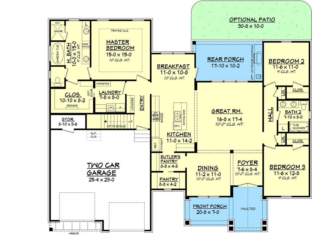 3 Bed Contemporary Craftsman with Bonus Over Garage - 51755HZ floor plan - Main Level
