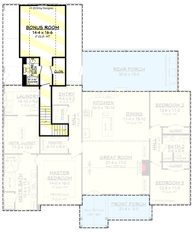 Country Craftsman House Plan with Split Bedroom Layout - 51796HZ floor plan - 2nd Floor