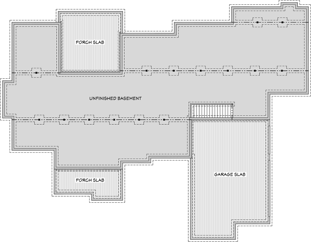 Hill Country Ranch Home Plan with Vaulted Great Room - 51800HZ floor plan - Unfinished Basement
