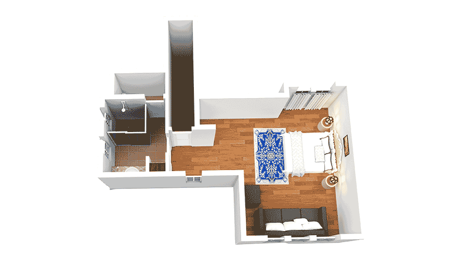 Mountain Living with 3 Vaulted Bedrooms - 54220HU floor plan - 2nd Floor - 3D Perspective