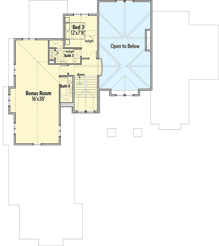 Exceptional 3 Bedroom Craftsman with Bonus Room  - 54226HU floor plan - 2nd Floor