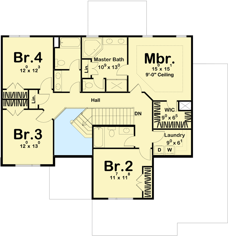2-Story Modern Prairie-style House Plan - 62796DJ floor plan - 2nd Floor