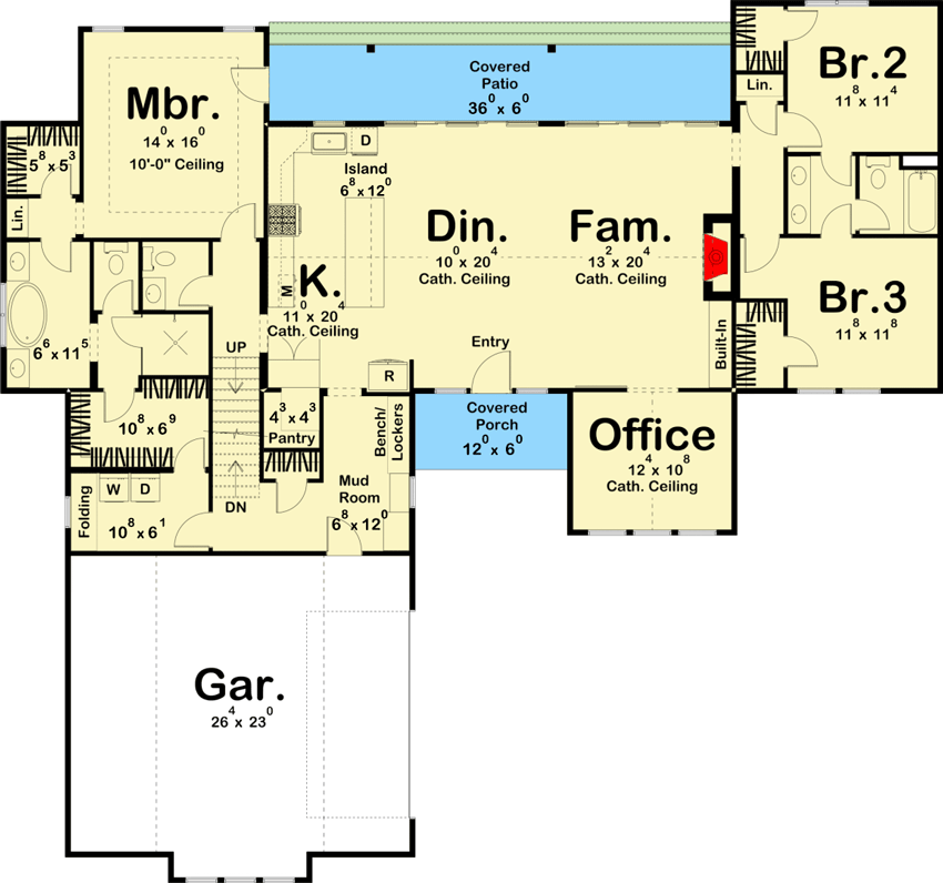 Modern Farmhouse Plan with Bonus and Lower Level Expansion - 62834DJ floor plan - Main Level