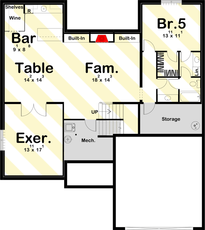 Modern Prairie Style House Plan with Second Floor Deck - 62871DJ floor plan - Optional Lower Layout (+250)