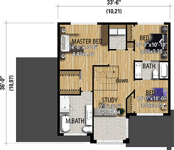 Contemporary 3-Bedroom House Plan with 2-Car Garage - 80917PM floor plan - 2nd Floor