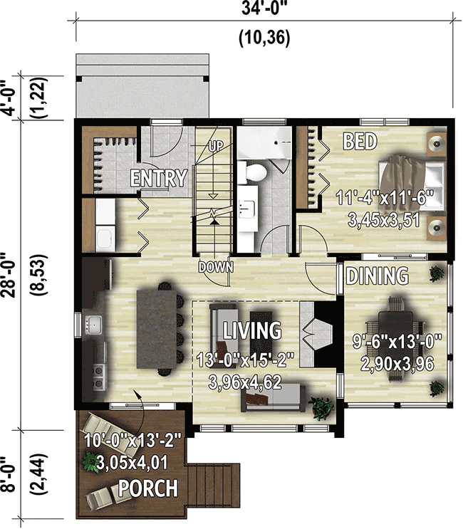 Modern 3-Bed House Plan with Office Loft and Grand Views - 80954PM floor plan - Main Level