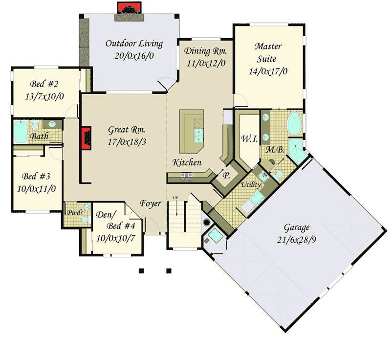 Modern Masterpiece with Up to 5 Beds - 85130MS floor plan - Main Level