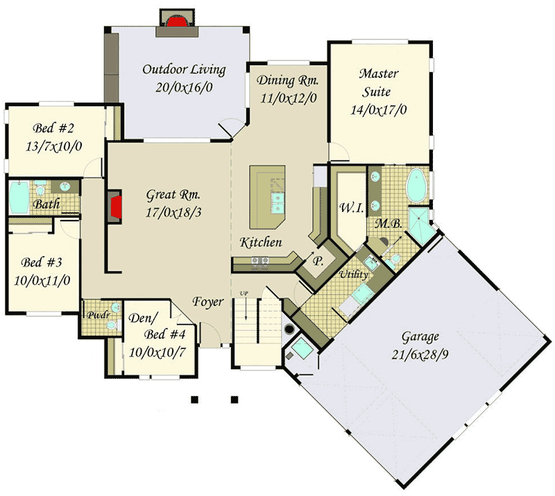 Exciting and Exclusive Modern House Plan - 85157MS floor plan - Main Level