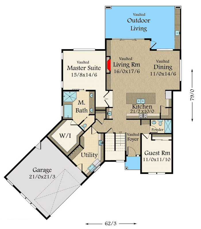 Dynamic 4 Bed Modern House Plan with Vaulted Spaces - 85175MS floor plan - Main Level