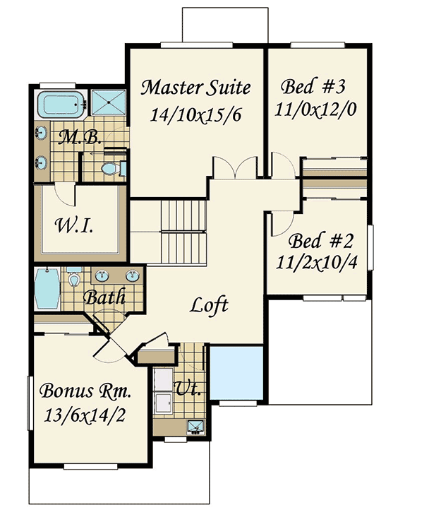 Two Story Prairie Style House Plan - 85220MS floor plan - 2nd Floor