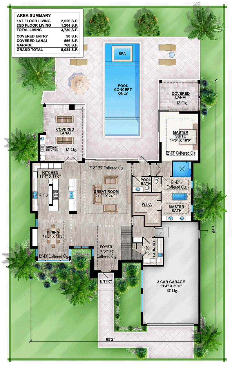 Master Down Modern House Plan with Outdoor Living Room - 86039BW floor plan - Main Level