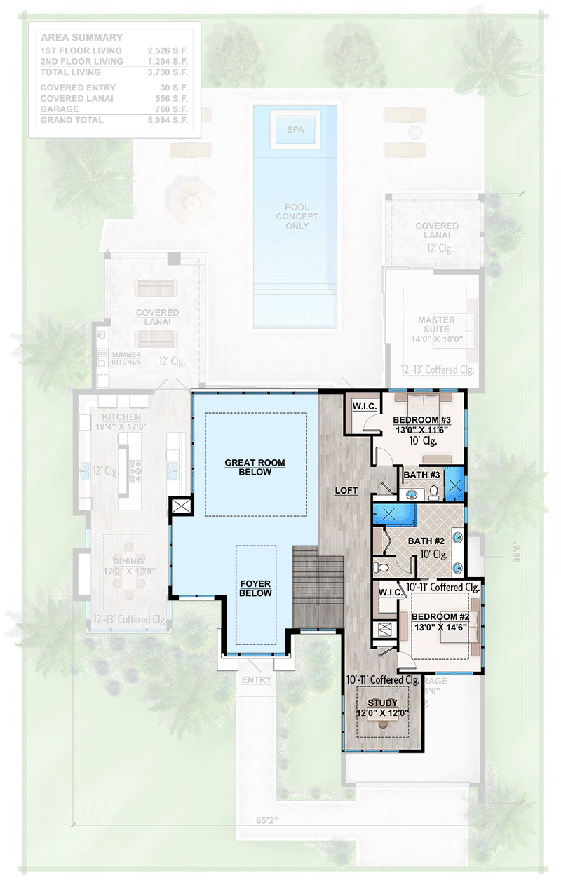 Master Down Modern House Plan with Outdoor Living Room - 86039BW floor plan - 2nd Floor