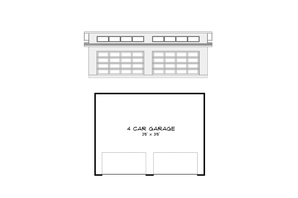 Modern House Plan with a Carport Plus a 4-Car Detached Garage  - 915036CHP floor plan - Detached Garage