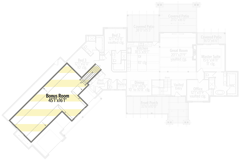 Mountain Craftsman Home Plan with Angled 3-Car Garage - 95081RW floor plan - Bonus
