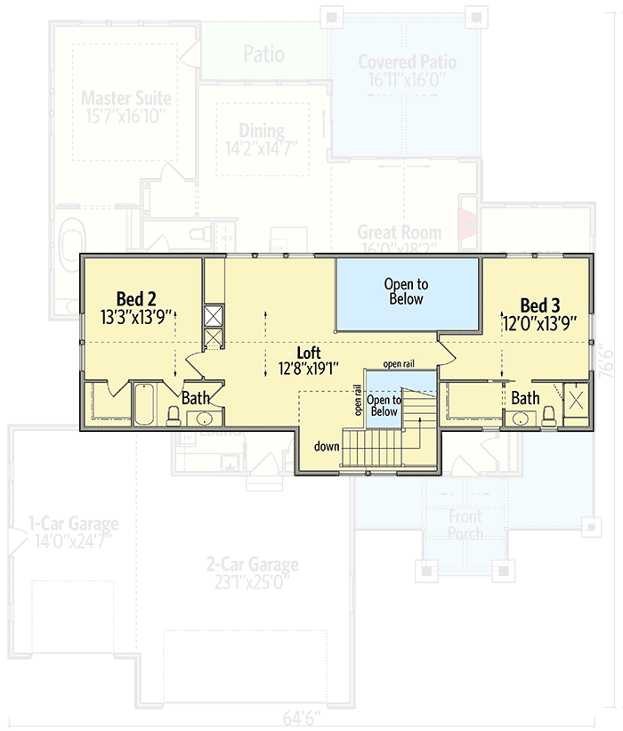 Luxury New American Home Plan with Split Bedrooms - 95083RW floor plan - 2nd Floor