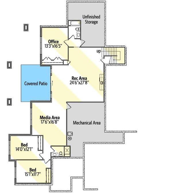 Stunning Mountain Craftsman Home Plan with Angled Garage - 95092RW floor plan - Optional Lower Level